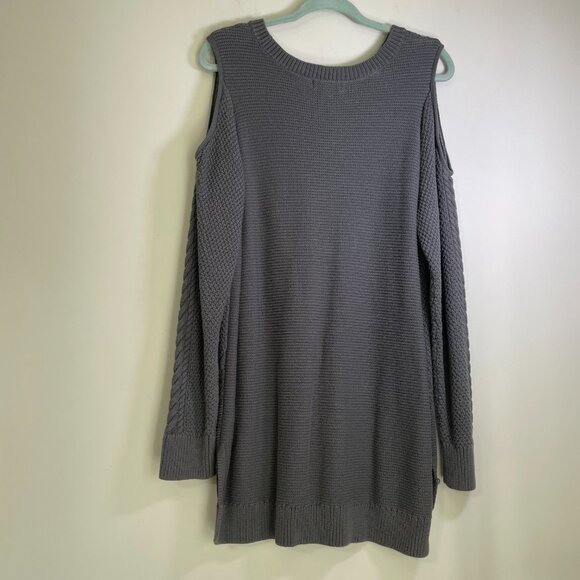 Women's XL Ana Dark Gray Cut Out Shoulder Knit Sweater - Picture 7 of 7